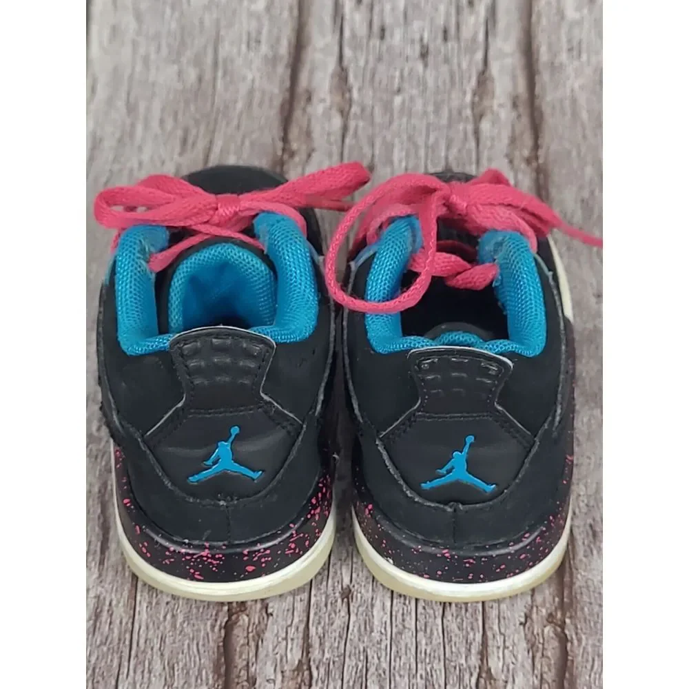 Nike Boys Air Jordan 4 308500-019 Black Basketball Shoes Sneakers Size 6C‎